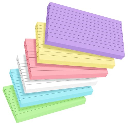 300Pcs Flash Cards 3x5 Record Cards 127 * 76mm Revision Cards Paper Lined Index Crads Assorted Colours for Office Working School Learning