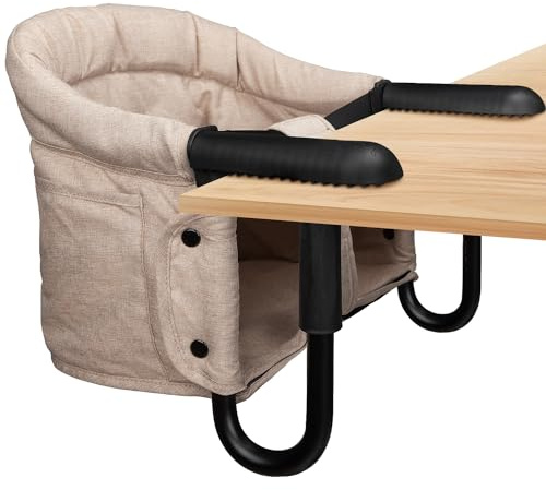 Hook On High Chair - Portable & Foldable for Babies 6-36 Months, Family & Travel Use with Carry Bag(Khaki)