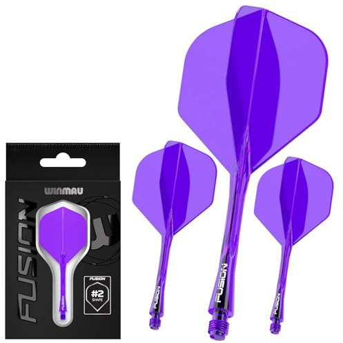 WINMAU Dardos Fusion Sistema Integrado de Vuelo y Eje - No.2 Forma y diseño - Disponible en Corto, Intermedio y Medio - Disponible en Variedad de Colores