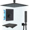 Delnet 3 Way Thermostatic Shower Mixer Set, Concealed Brass 16 Inch Ceiling Mounted Rain Shower System with Big Size Tub Spout, Can Use All Options at A Time, Black