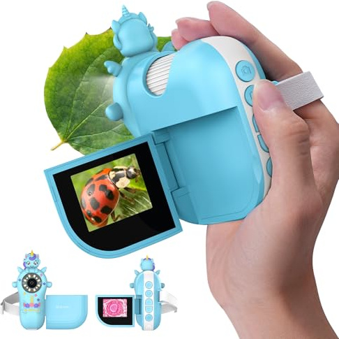 Microscopio digital para niños, miniscopio de mano – Pantalla 4K de 2 pulgadas recargable 1000X Mini lupa portátil de bolsillo Edu Learning Science Toy Regalo con kit de diapositivas 4-12 niños
