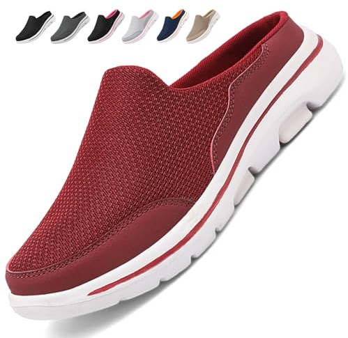 Acfoda Zoccoli Donna Uomo Sabot Ciabatte Ortopediche Estive Traspiranti Pantofole da Casa Leggero Comode Sandali Spiaggia Antiscivolo Scarpe Giardino con Plantare Estraibile Rosso 38