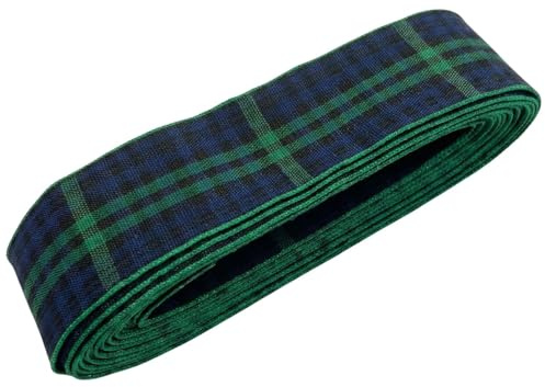 Giddy Square Tartan Ribbon - Reloj negro, 25 mm x 5 m, tejido, reversible, teñido de hilo, diseño aprobado por STA, sin cable