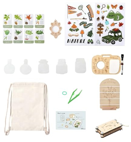 Juego de explorador de la naturaleza para niños, equipo de aprendizaje de microscopio de plantas, juego de explorador al aire libre | para niñas adolescentes, escuela, cumpleaños, camping, jardín