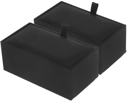 Ciieeo Scatola Portagioie in Pelle Pu Nero 2 Pezzi per Conservare Bottoni da Polso Design Versatile e Capacità Ampia per Impiego Quotidiano