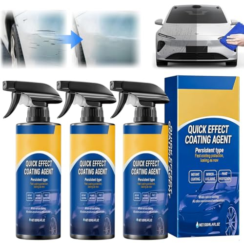 Quick Effect Coating Agent for Car (3x 120ml) – Premium Keramikversiegelung Auto mit extremem Abperleffekt, 3 in 1 Auto-Beschichtungsspray & Quick effect coating agent Komplettset