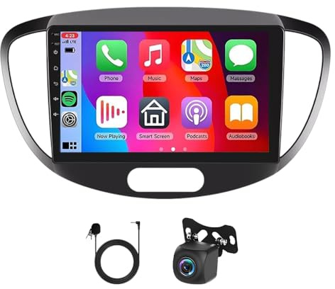 10 Android 14 Dubbel Din Bilradio för Hyundai i10 2007-2013 with Wireless Carplay Android Auto, 2+64G Touchscreen Car Radio Android 14 Bluetooth Backup Camera Mirror Link GPS WiFi FM/RDS