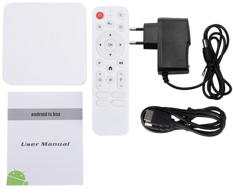Cuifati Android 14.0 TV Box, 4K Ultra HD Streaming TV Box, WiFi 6 Bluetooth 5.0 16GB Lagring Smart med Röstfjärrkontroll för Hemunderhållning