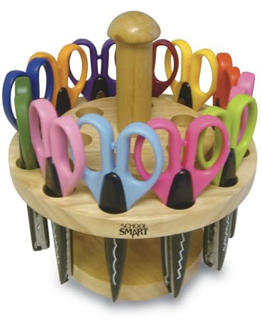 School Smart Paper Edger Scissors, 6-1/2 x 2-1/2 Inches, Assorted Colors, Set of 12