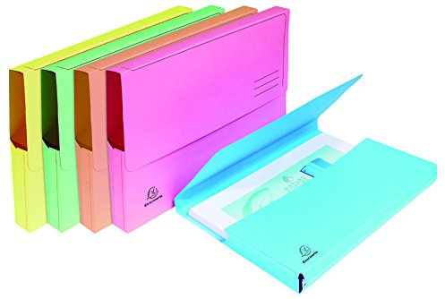 Exacompta - Réf. 47970E - Paquet de 10 chemises Poche avec soufflet de 32 mm SUPER 210 g/m² - couleurs pastel - chemises certifiées PEFC™ - dimensions 24 x 32 cm pour format A4 - 5 couleurs assorties