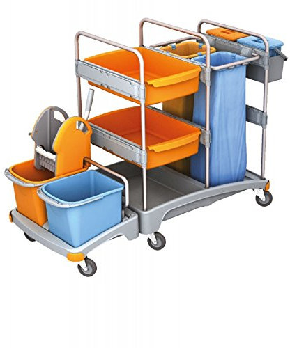 Splast Putzwagen mit Moppresse, 2 Beutelhaltern und Eimern - 2x 6l Eimer optional, Variante:mit 6 l Eimern