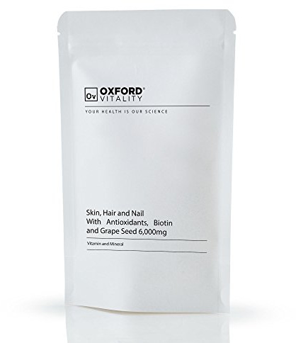 Skin Hair Nails Supplement | Tablets Including Vitamin A, C, E, Selenium, Biotin & Grape Seed | Oxford Vitality (120 Tablet Pack)