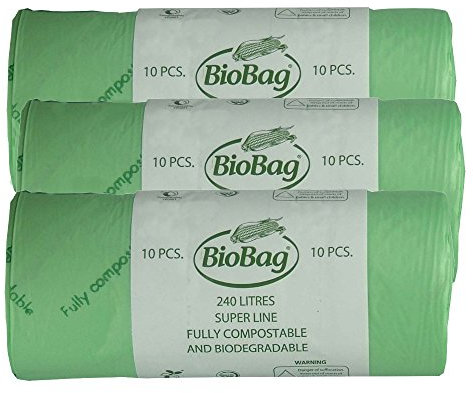 240 Litre x 30 BioBag Compostable Biodegradable Kitchen Food/Garden Waste Wheelie Bin Liner Bags/Sacks (240L) - Certified EN13432