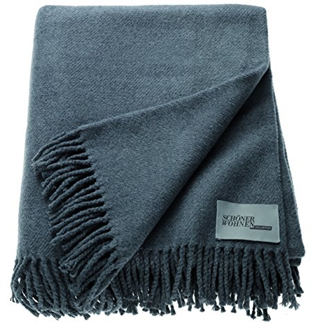 Schöner Wohnen Kollektion Tagesdecke 140x200 Baumwolle Mischung • unifarbene Kuscheldecke Basics • Sofadecke Dunkelgrau