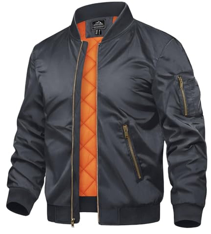 TACVASEN Veste de Camping pour Hommes Coupe-Vent Veste D'Hiver Pilote Vestes D'Automne Froides Manteau de Randonnée Veste Gris,L