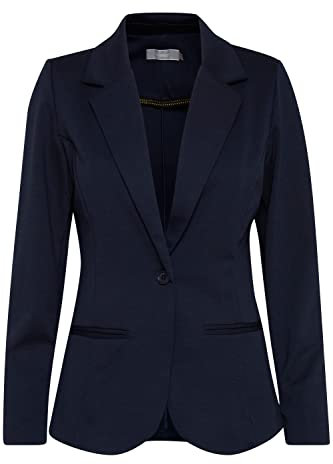 fransa FRZablazer Damen Blazer Jackenklazer Anzugsjacke mit Stretch Reverskragen 1-Knopf-Form Paspeltaschen Regular fit, Größe:L, Farbe:(NOOS) Dark Peacoat (60468)