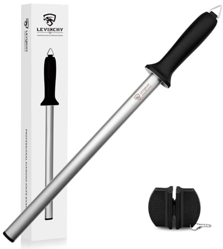 LEVINCHY Diamant-Messer-Wetzstahl, 30,5 cm, professionelle Diamantbeschichtung, Schleifstahl, Premium-Diamant-Messerschärfer für alle Messer, leicht und langlebig