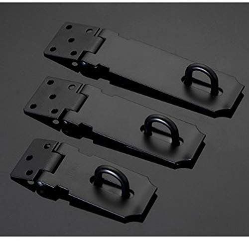 1 candado de acero inoxidable, 7,6 cm / 10,16 cm / 12,7 cm negro resistente cerrojo y grapas, cerrojo de seguridad para puerta, cierre de cerradura de bloqueo de seguridad candado con cierre de puerta