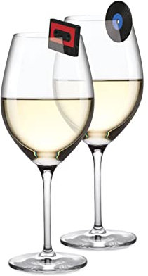 Winkee Rocks Lot de 6 marqueurs en verre en vinyle et cassettes | Marqueurs rétro pour verres à boire | Marqueur en verre à vin | Marqueur sur le bord du verre | Cadeau pour musiciens,