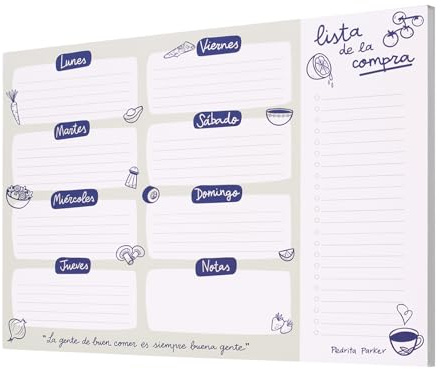 Pianificatore Pasti - Organizzatore settimanale Pasti e Lista della spesa - Pianificatore Menu Settimanale. Diario dei pasti, carta A4/90 g, 52 fogli