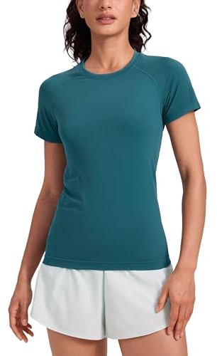 CRZ YOGA Seamless T-Shirt Hip Length Green Jade 10