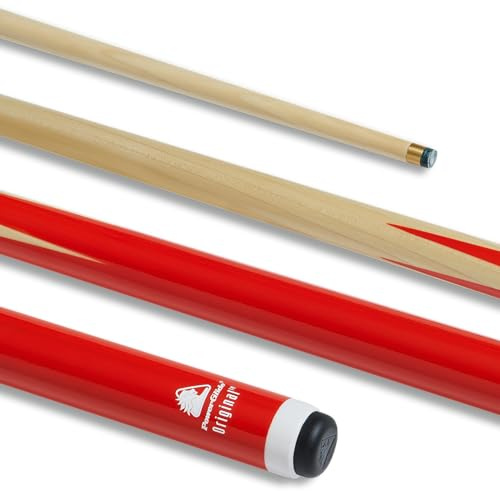 POWERGLIDE Original 1 Piece Snooker Cue Queue de Billard Jeunesse Unisexe, Rouge, Junior Length 48