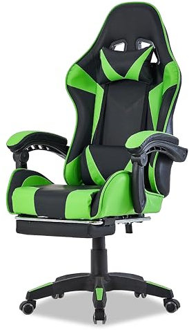 Walden Sedia da gaming, ergonomica, da ufficio, da gaming, schienale regolabile, sedia girevole da corsa, ufficio, computer, ergonomica, videogioco (Verde)