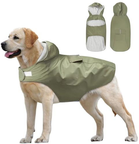 Chubasquero reflectante y impermeable para perros pequeños, medianos y grandes, con agujero para el cuello y capucha