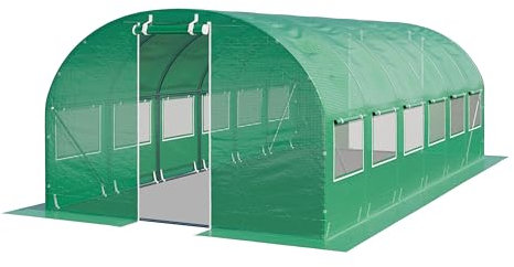 TOOLPORT Foliengewächshaus Gewächshaus 3x6m stabil & langlebig mit Fenster - reißfeste PE Plane 180g/m² grün transparent