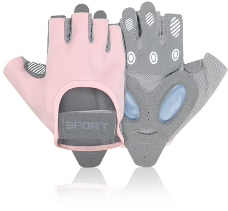 CYZBL Fitness Handschuhe Damen, Rutschfester Silikon Gym Gloves, Sporthandschuhe Damen mit Handflächenschutz, Trainingshandschuhe für Gewichtheben, Pink (S)