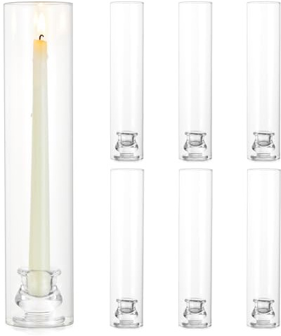 Inweder Hurricane Candle Holder with 30.5cm Open-Ended Glass Sleeve, 6 Pcs