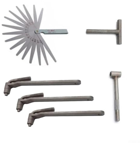 Oniissy Juego de 6 herramientas de ajuste de válvula de motor de motocicleta con llaves y calibre, juego de llaves de válvula ajustable para motocicletas, 6 piezas con medidor de sensación