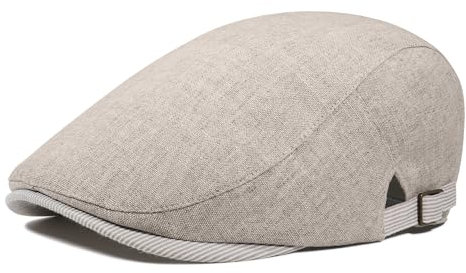 PivotWing Cap Herren Schiebermütze Herren Golf Schirmmütze Herren Baumwollleinen Baskenmütze Herren Leicht Atmungsaktiv Flatcap Herren Vintage Schiebermütze Herren Sommer Kopfbedeckung Beige 58CM