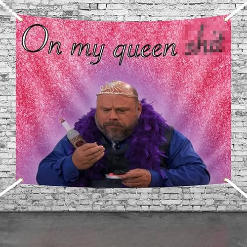 SereneSage On my Queen Tapestrys, Anti-Fading Funny Tapestry for Bedroom, Meme Pink Wall Flag, College Dorm or Living Room Decorations 59inx51in