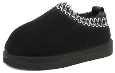 SMajong Chausson Enfant Hiver Fille Peluche Pantoufle Garçon Souple Chaussons de Maison Antidérapants Chaussures Chaud Noir 34 EU