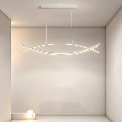 Yuelux Lámpara Colgante LED Moderna - Altura Ajustable y Dimmable con Mando Incluido, Perfecta para Comedor, Cocina con Isla, Salón, Oficina y Hoteles Plafón LED Regulable (Blanco, 100cm)