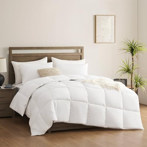 ACCURATEX Queen Duvet Insert Comforter,100% Cotton 400GSM Thick Fluffy Down Alternative Comforter,Breathable Soft White Hotel Bed Duvet Insert with Corner Tabs(90''x90'')