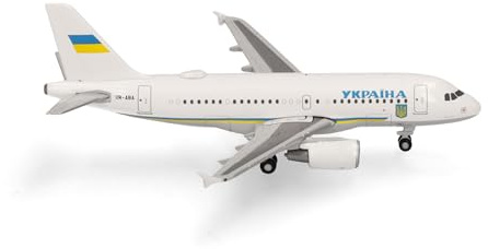 Herpa flygplansmodell Ukrainas regering Airbus A319 ACJ, miniatyr i skala 1:500, samlarobjekt, flygplansmodell utan ställ, metall