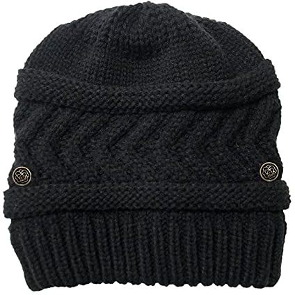Saker stitching Cap damer virkad stickad mössa solid varm hattar huvudbonad, svart, one size