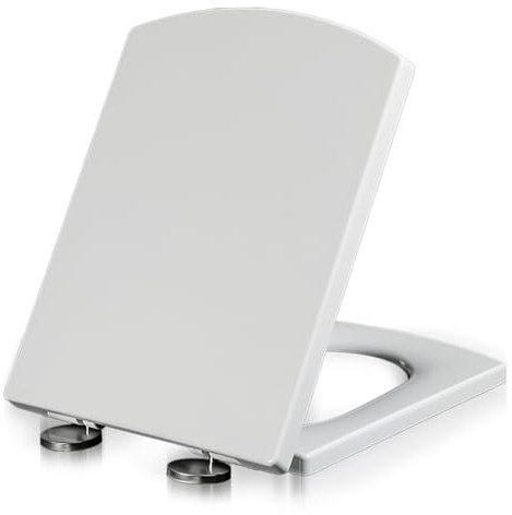 Asiento de inodoro de cierre suave asiento de inodoro cuadrado de plástico con bisagras de liberación rápida longitud