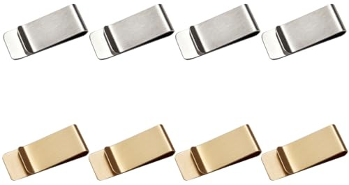 8 Pince Billet Acier Inoxydable Mince Porte Carte Crédit Métal Homme Femme | Minimaliste, 4 chrome 4 cuivre, cadeau élégant, finition soignée, poche fine légère, pratique quotidienne, compact