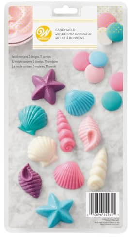Wilton Stampo Forma di Conchiglia 3D, Stampo Cioccolato e Dolci, Candy Melts, Chocolat Melts, Stampo Plastica, Adatto per Preparare Cioccolatini e Pasticcini, Decorazioni per Torte - 5 design