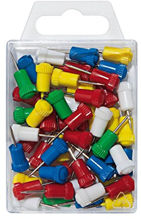 Wedo 56499 stötstift (nickelfri järntråd och plast, huvuddiameter, nållängd, 7,5 mm, 24 mm) 50 styck, färgsorterade