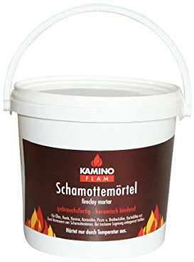 Kamino-Flam Malta refrattaria, Cemento refrattario 1 kg in Un Secchio, per camini, forni, stufe, forni da Pane, forni per Pizza, ca. 13 x 13 x 13 c