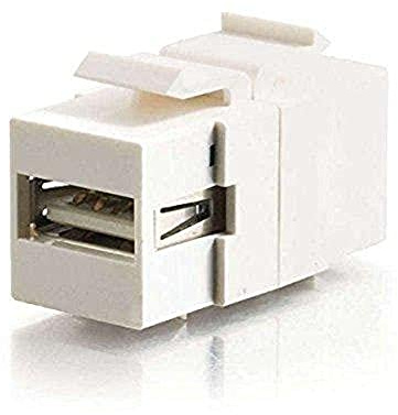 C2G/Cables to Go 28751 Snap-In USB A/B Female Keystone Insert Module, TAA Compliant, White