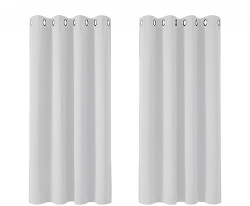 Deconovo Super Soft Thermal Insulated Eyelet Room Darkening Curtains Hand Made Curtains for Bedroom 46 x 54 Inch 2 Panels Silver Grey