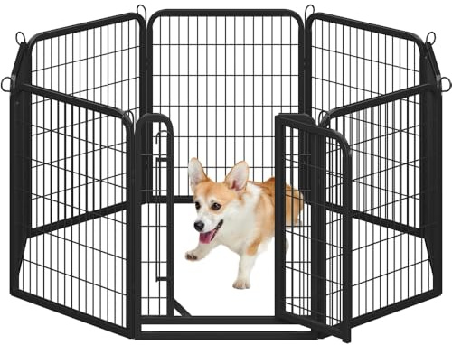 Yaheetech Recinto per Cani Cuccioli Conigli Gatti Animali da Interno e Esterno Giardino Rete Recinzione Ferro 8 pz 65 x 80 cm Pieghevole e Portatile