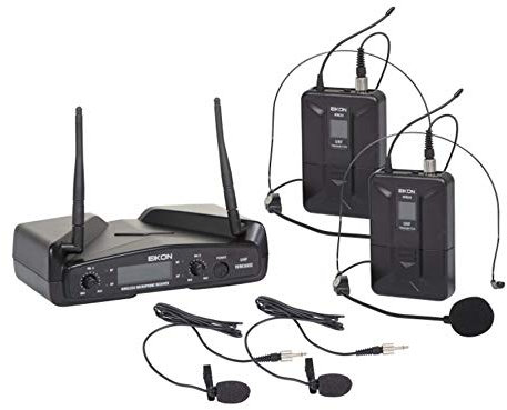 Proel EIKON WM300DH - Doppio Radiomicrofono UHF Wireless Professionale con 1 ricevitore + 2 trasmettitori Archetto o Pulce, Nero
