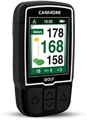 Canmore HG200 Golf-GPS – wasserfestes 2-Zoll-Vollfarbdisplay mit über 41.000 wichtigen Golfplatzdaten und Scoresheet – kostenlose Kurse weltweit und wachsend (Schwarz)