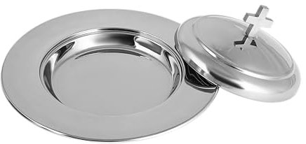 Mayur Exports Communion Ware - Plato de pan apilable con tapa, acero inoxidable (espejo/plata)